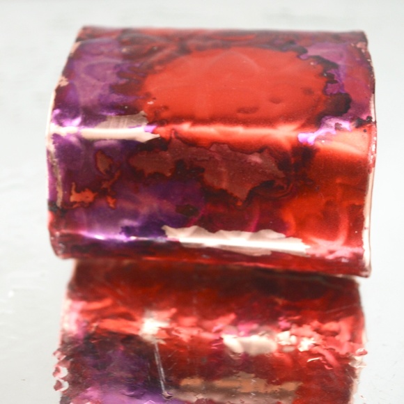 Pink Red Purple Hearts Copper Cuff Bracelet Wide Handmade Boho Gift Statement - Picture 8 of 8